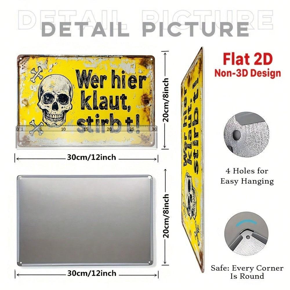Vintage Metal Tin Sign Skull Crossbones Retro Wall Plaque Garage Bar Cafe Decoration 8x12 Inch