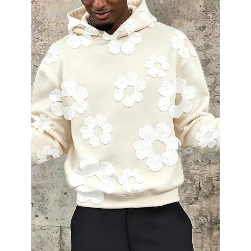 Men's 3D Striped Print Long-sleeve Hoodie, Comfortable, Breathable and Versatile Men's Top