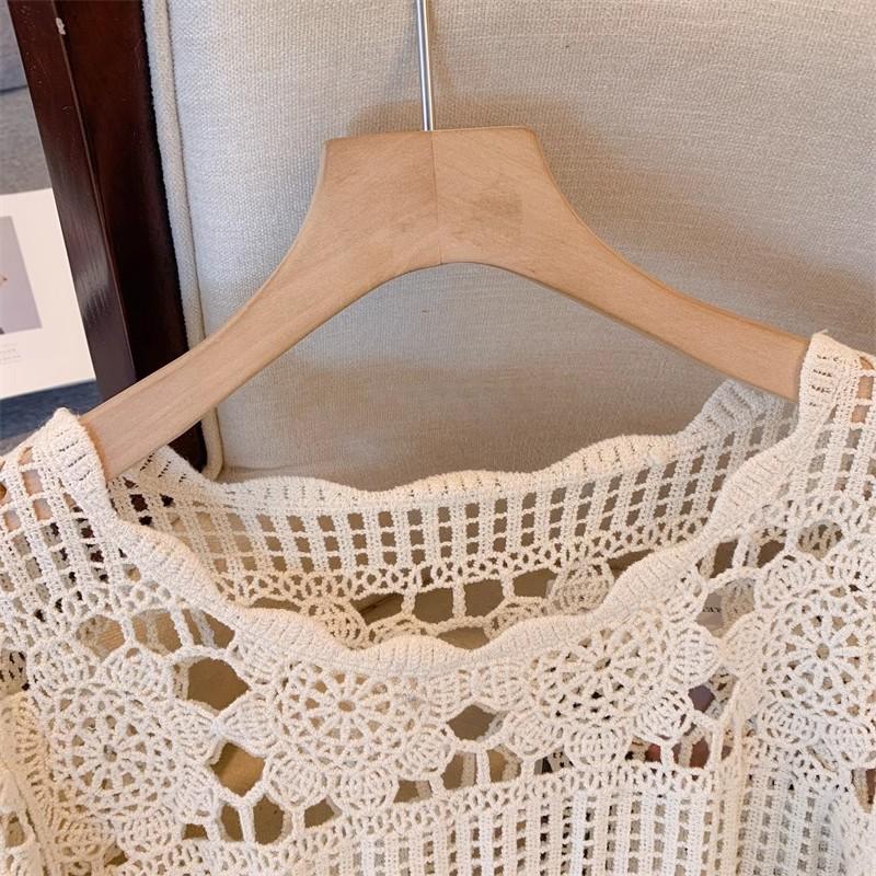 DIMANAF 2025 New Summer Women Bat T-Shirt Basic Lace Fashion Tops Lace Tees Casual Loose Tees