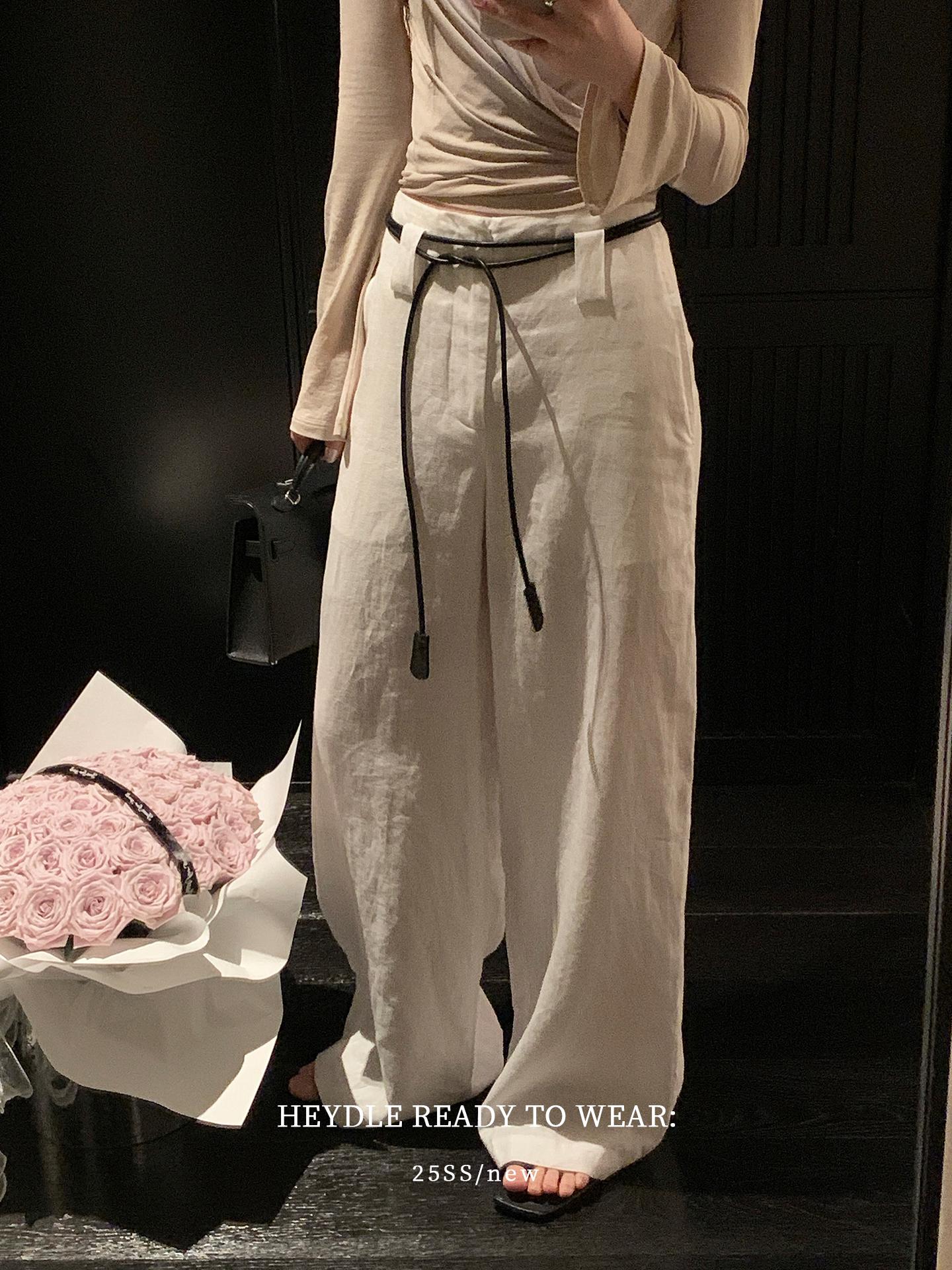 Women s Summer Wide-Leg White Linen Pants - Casual, Straight Leg L белый