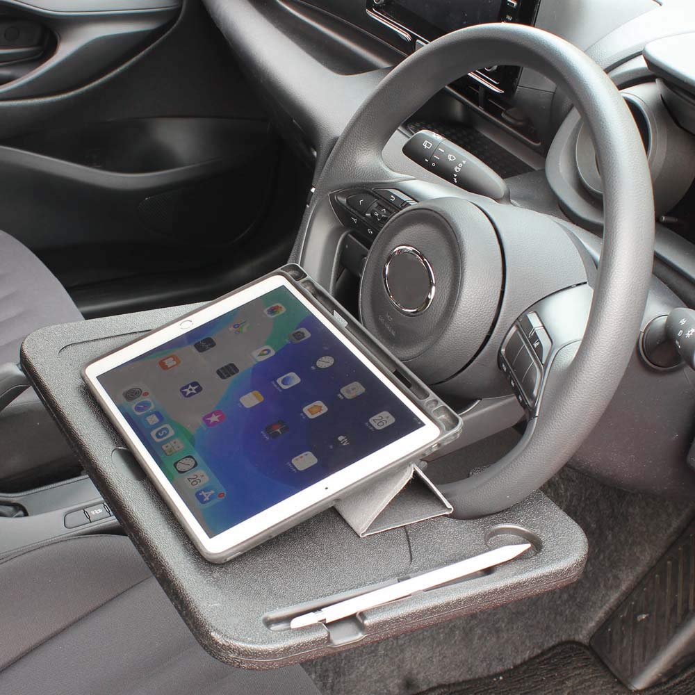 Napolex Fizz Car Steering Wheel Table 3kg Load for Remote Work and Document Car Accessories - One-touch Attachment/detachment, Reversible, Capacity,