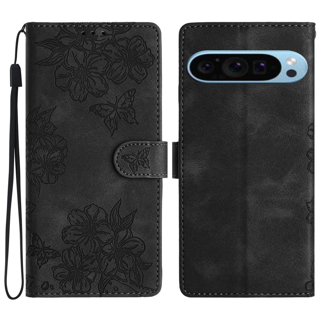 Für Google Pixel 9 Hülle Schmetterling Blumen Design Hautgefühl Leder Brieftasche Handyhülle