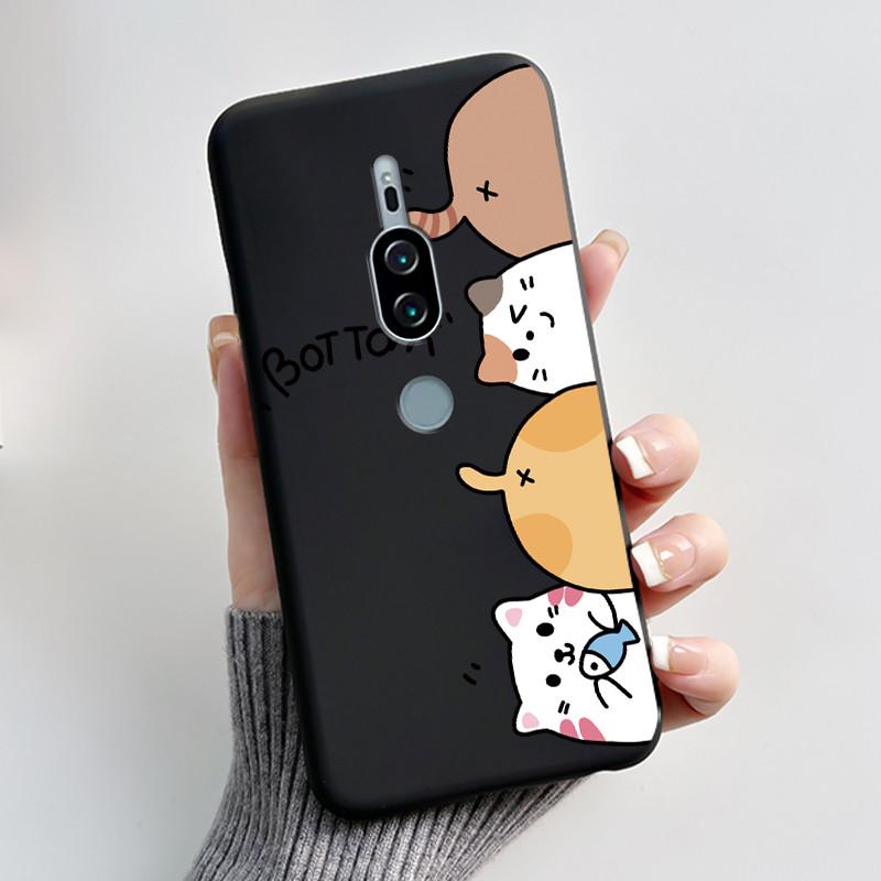 Per Sony Xperia XZ2 Premium SOV38 H8166 H8116 Custodia per Telefono Estetica Moda Gatto Carino Cartone Animato Nero Tocco Morbido Posteriore Cover in Silicone