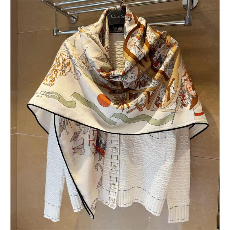 NINA SOLOR Equestrian Academy Silk Wool Scarf