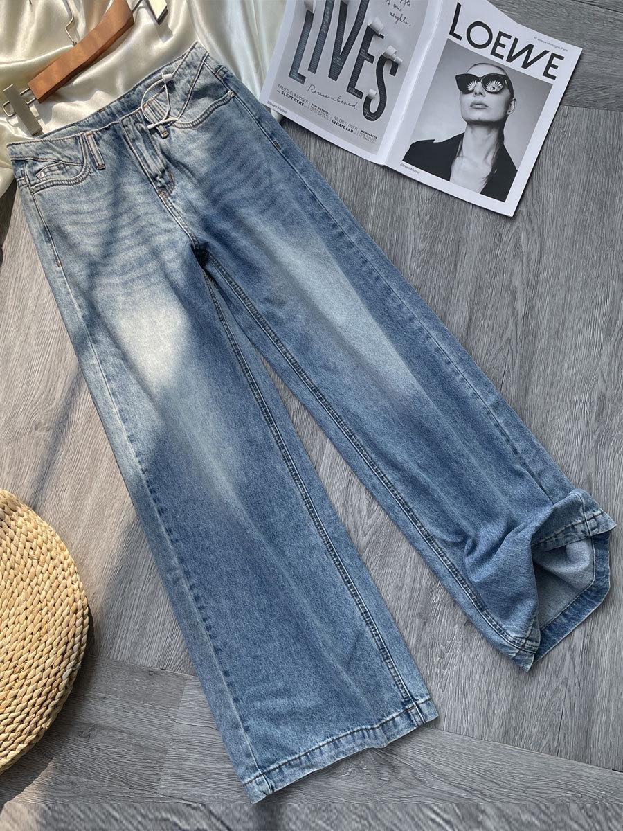 Women s Spring/Summer 2026 Ice Silk Lyocell Tencel Wide-Leg Low-Waist Jeans Large