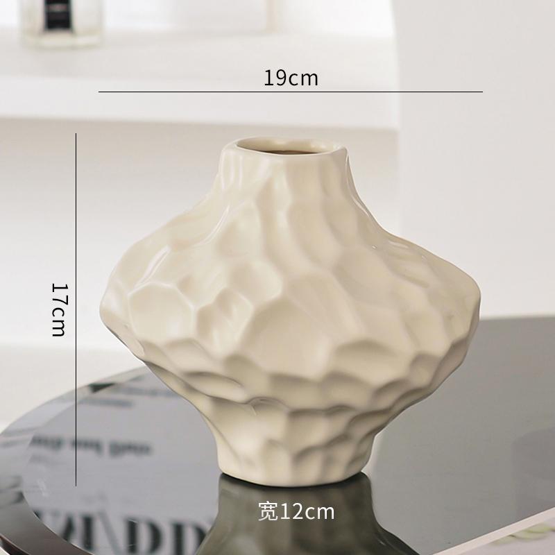 Silver Ceramic Vase Irregular Stone Grains Geometric Slices Flower Vase Flower Arrangement Accessories Home Decoration