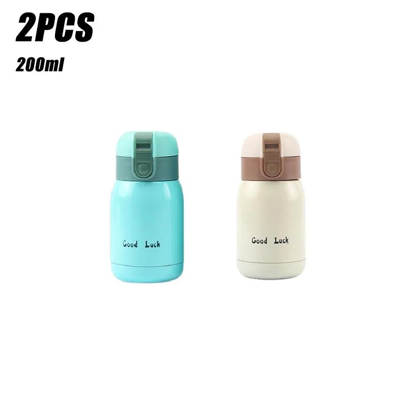 1-2PCS New Design Small Mini Pop-up Lid Portable Double Wall Insulated Stainless Steel Water Bottle For Kids