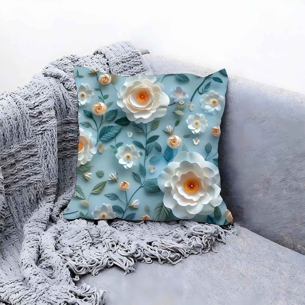 Pretty D Flower Pattern Decor Cushion Cover Premium Comfort Reversible Pillow Cove In One Design for Any Room  Car Interior