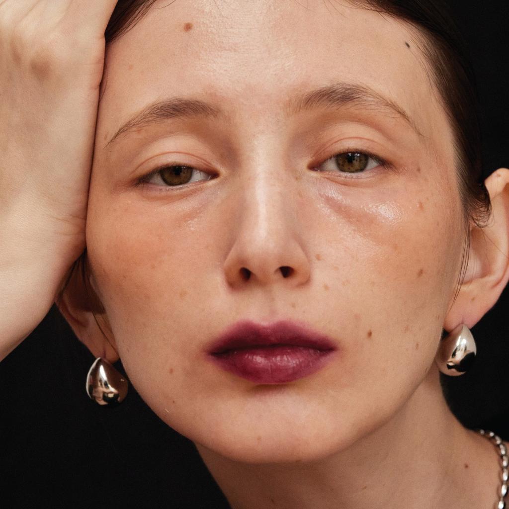 Glossy Oval Ball S925 Silver Needle Earrings Niche Minimalist Commuter Retro Temperament Earrings Women