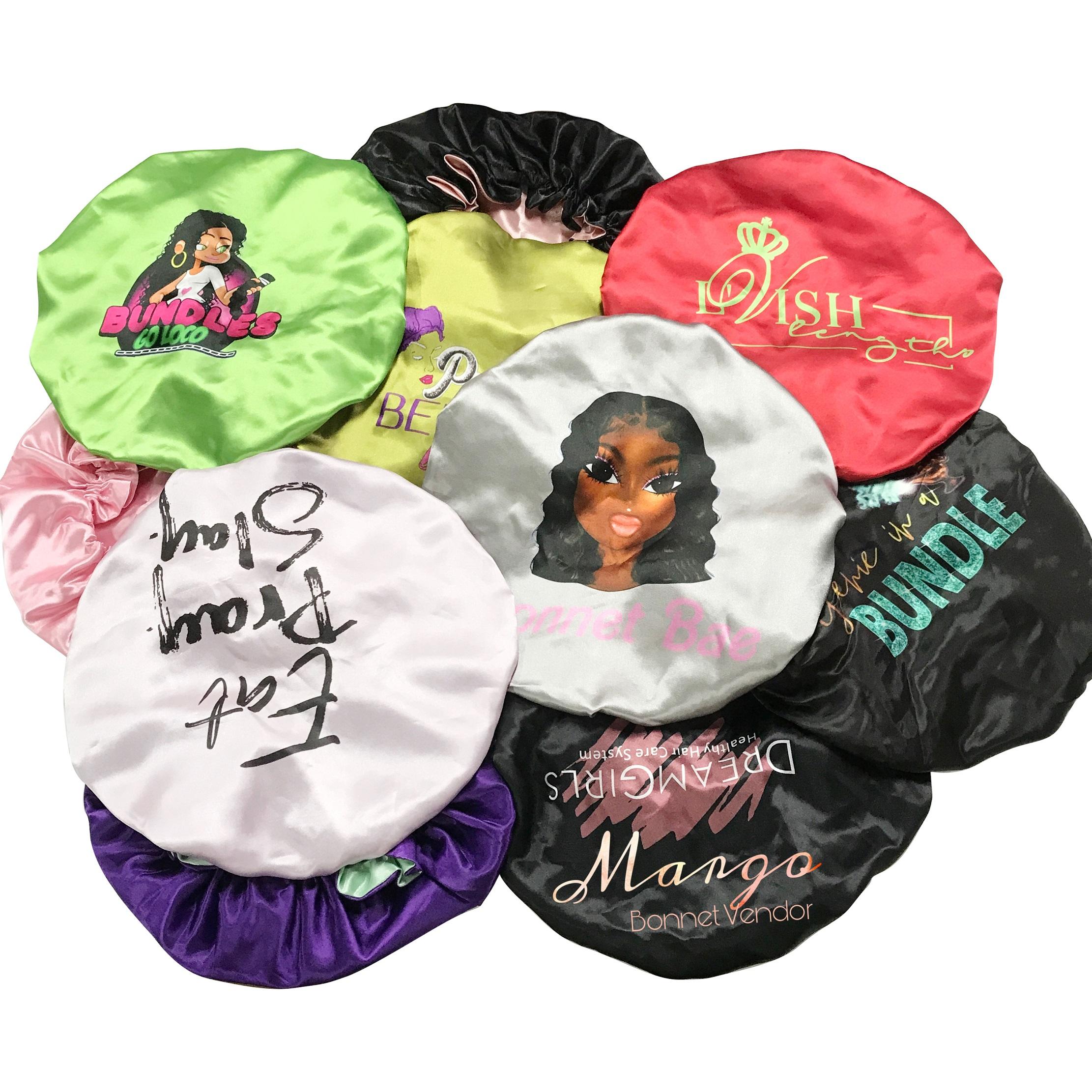 Hot Selling Private Label Bonnets Satin Silk Mommy and Me Hair Bonnets and Head Wraps Wholesale чёрный