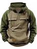 European-American Raglan Sleeve Half-Zip Men's Multi-Pocket Workwear Hoodie