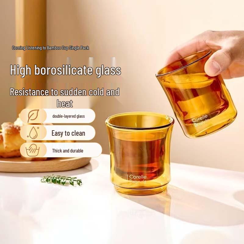 Corning World Kitchen Bamboo Joint Double-Layer Glass Tea Cup