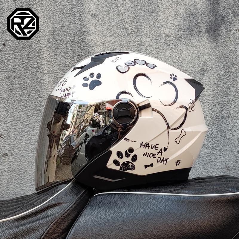 ORZ Motorcycle Helmet Half Face Double Lens Moto Four Seasons Men Women Street Fashion Helmet Capacete De Moto Safety