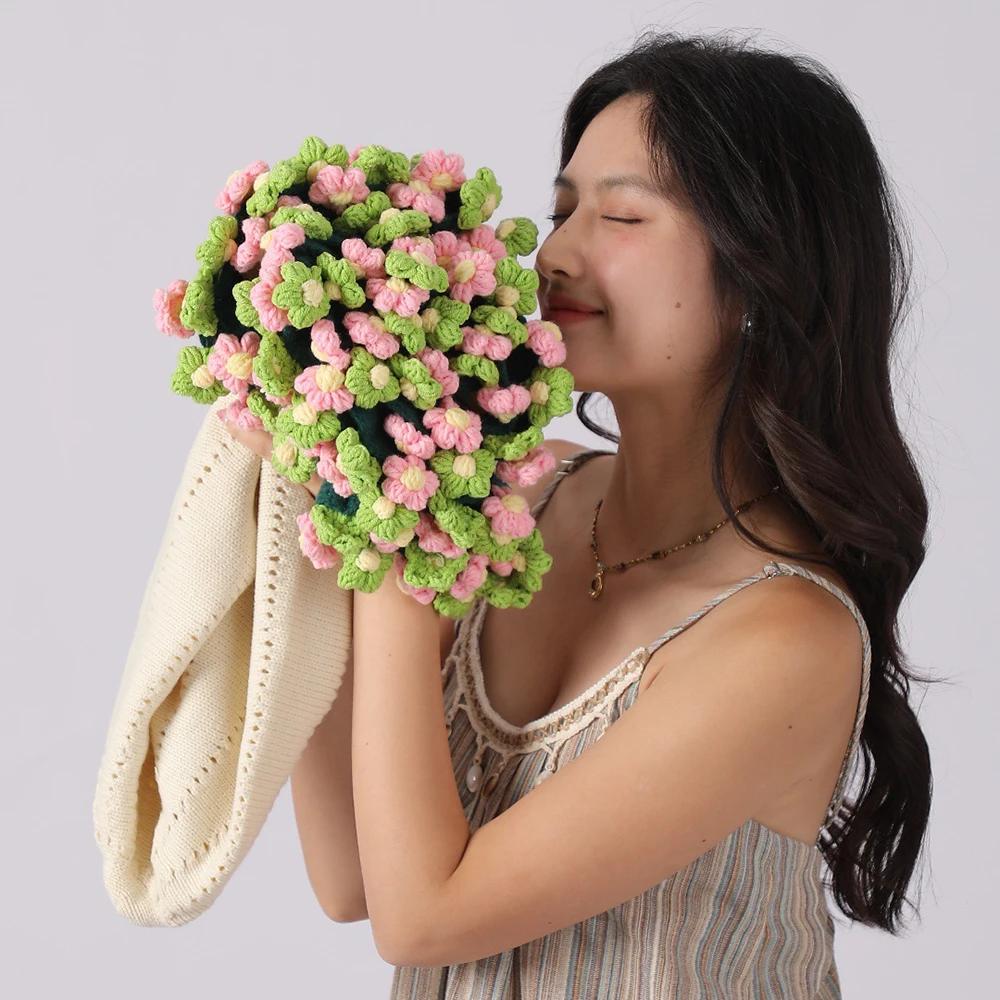 Handmade Bouquet Blanket Small Daisy Flower Blanket Finished Product Immortal Flowers Wool Crochet Blanket Decorative Ornament