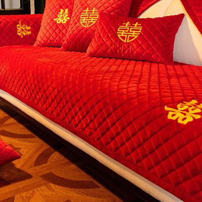 Red Wedding Celebration Sofa Cushion Four Seasons Universal Wedding Red Sofa Cover Simple Modern Cushion Vintage Wedding