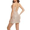 Women's Fashion Sequin Color Spaghetti Strap Slit Dress