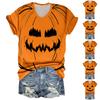 Women's Fashion Casual Three-quarter Sleeve Halloween Letters,  Face Print Top