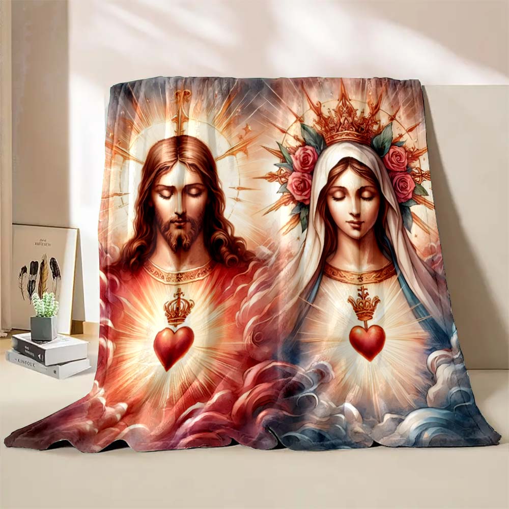 6 Sizes Jesus Virgin Maria Believer Pray Printed Blanket Soft and Comfortable Home Travel Blanket Adult and Child Warm Blanket