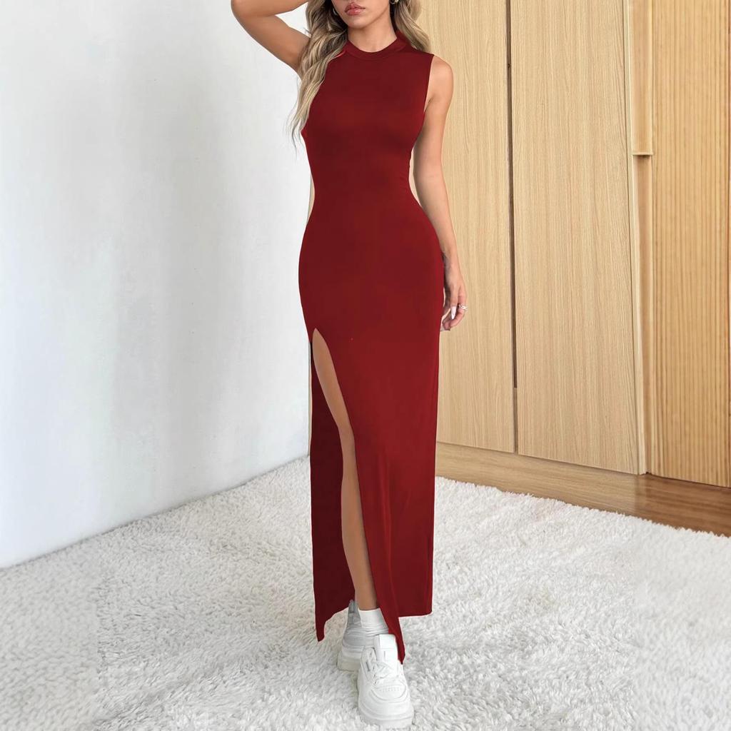 Women's Elegant Casual Sleeveless Slit Dress - Spring/Summer 2026 Collection