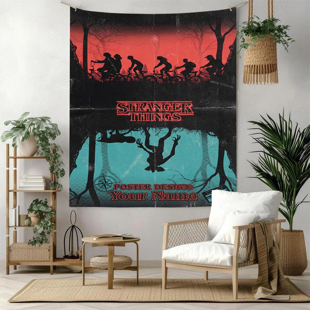 Stranger Things Custom Wall Tapestry Gift Personalized Tapestry Smooth Polyester Perfect for Bedroom Wall Four Seasons Decor Housewarming Gift