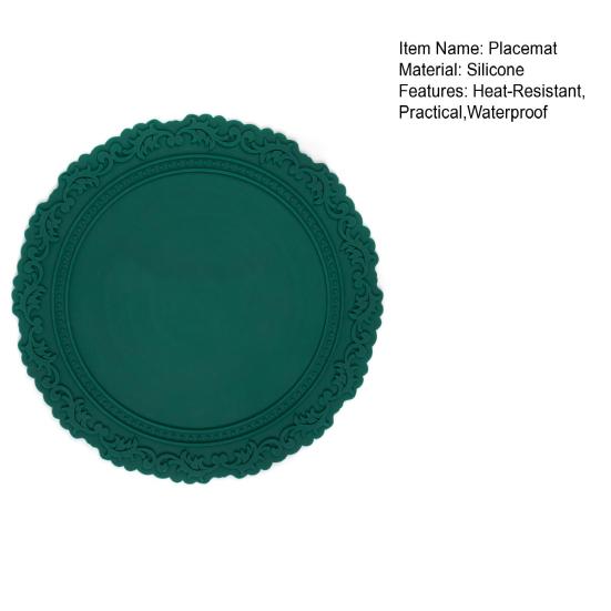 Silicone Placemat Nordic Vintage Lace Pattern Table Mats Heat Resistant Trivet for Hot Dishes Non-Slip Coaster for Kitchen Table