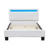 Lit simple en placage MDF massif - - Angel - Sommier lattes - Blanc - Tte de lit avec clairage LED