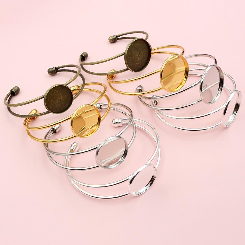 2 Stück 20mm 25mm Innenmaß DIY Armreif Armband Cabochons Leere Basis Fassung Schale Lünette DIY Schmuckherstellung Zubehör Zubehörteile