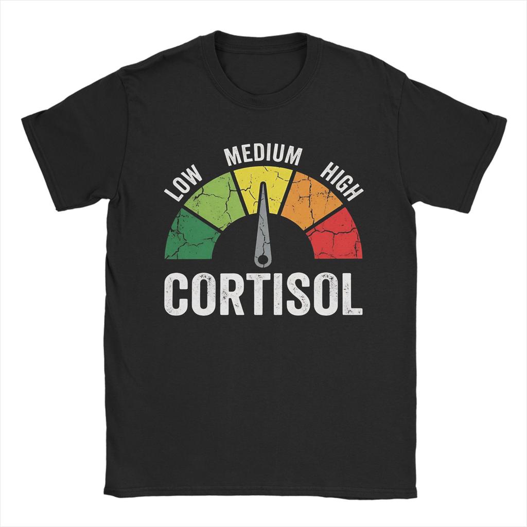 Unisex Unisex T-Shirt Lustiges Meme Niedrige Cortisolwerte Vintage Reine Baumwolle T-Shirts Kurzarm T-Shirts Rundhals Kleidung Party