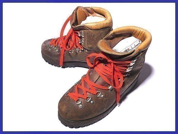 

70s-80s Vintage Italy Made/Trekking Boots with 3-Layer Vibram Sole/5.5/24.0-24.5/Brown/Heavy Mountaineering