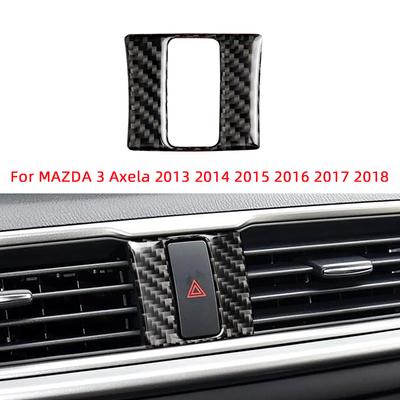 Acessórios para Carro Estilo Fibra de Carbono Interior Tampa de Acabamento do Botão da Lâmpada de Alerta ABS Para Mazda 3 Axela 2013 2014 2015 2016 2017 2018