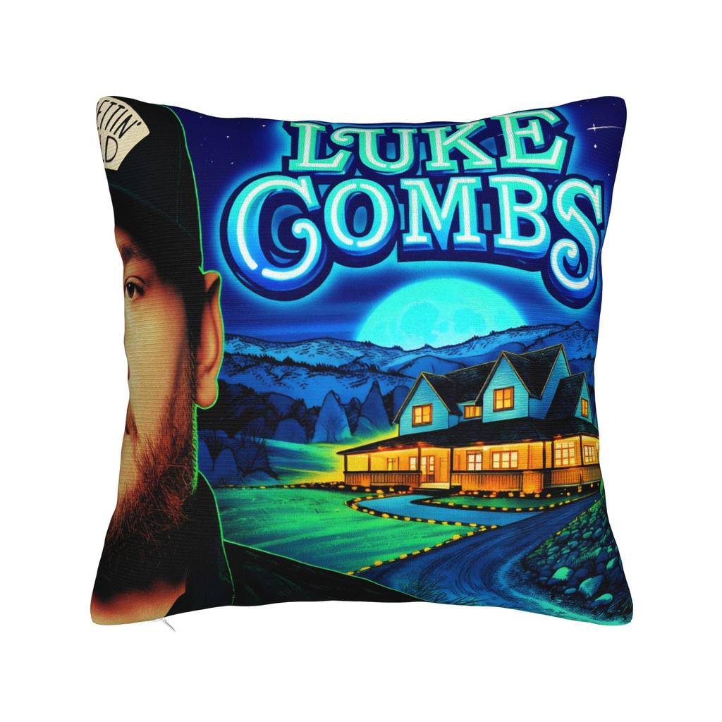 L-Lukes Combss Country Music Pillow Cover Graphic Cushion Cover Novelty Pillow Case For Living Room Chair