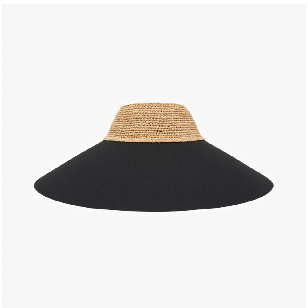 Helen Kaminski Rosalie Natural Black Visor Sun Cap Hat50610