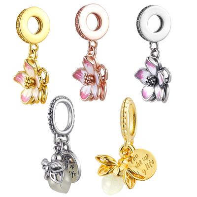 New DIY Cherry Blossom Glow Dark Firefly Charm Bead for Women Jewelry Bracelet Necklace Design