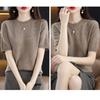 Women's Short Sleeved Knitted Sweater Round Neck Loose Thin Top