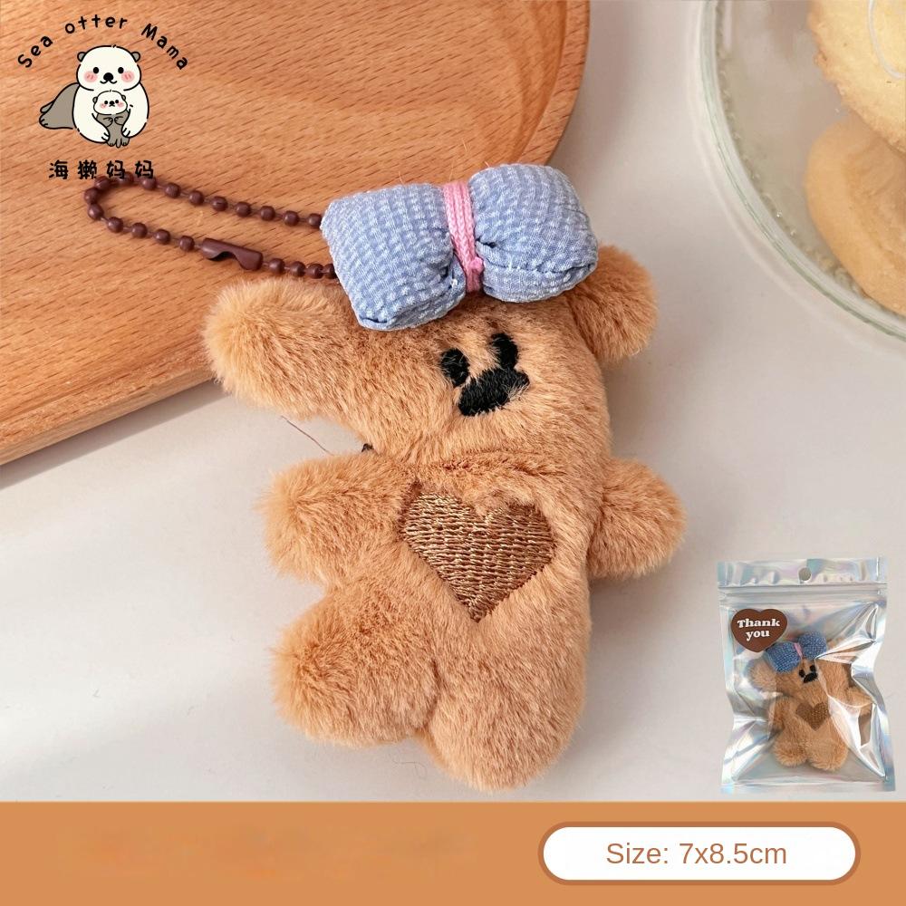 

1 Pcs Cute Cartoon Plush Teddy Bear Pendant Girl Keychain Bag Doll Pendant Plush коричневий