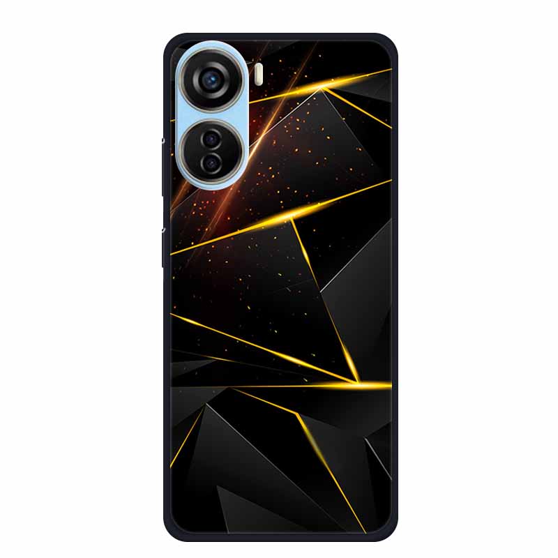 

For ZTE Blade V40 Design Case 6.6 Soft Silicone TPU Black Phone Cases for ZTE Blade V40 Design Flowers Scenery Protector Cover Blade V40 Design