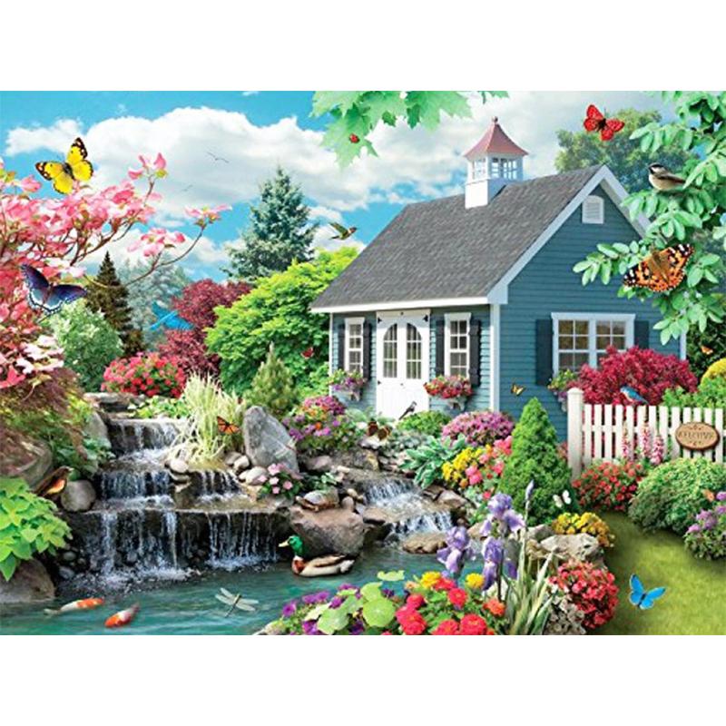 

Новое поступление 5D DIY алмазная живопись пейзаж садовый дом комплект полная дрель вышивка мозаика художественная картина декор из страз Full Round 20x30CM