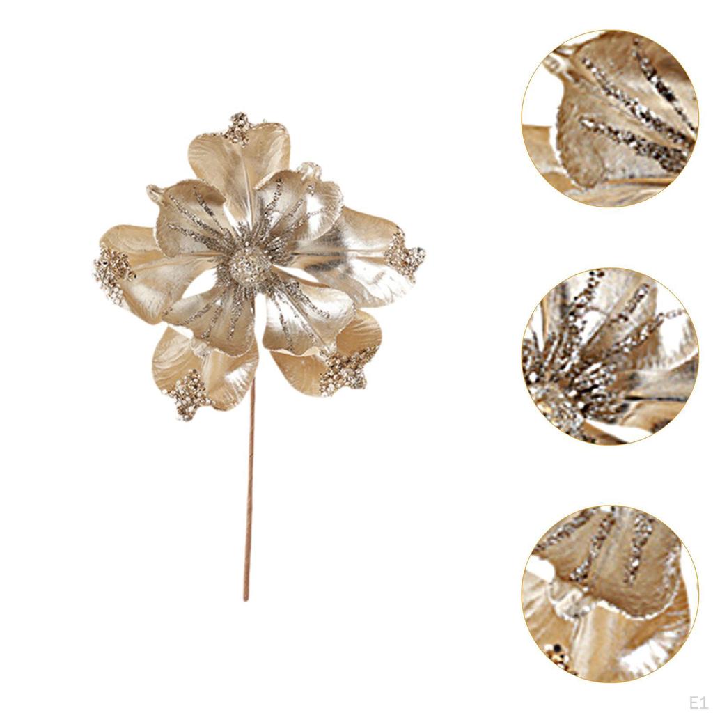 Christmas Poinsettia Arrangement, Floral Pick with Artificial Flower Stem for Seasonal Displays