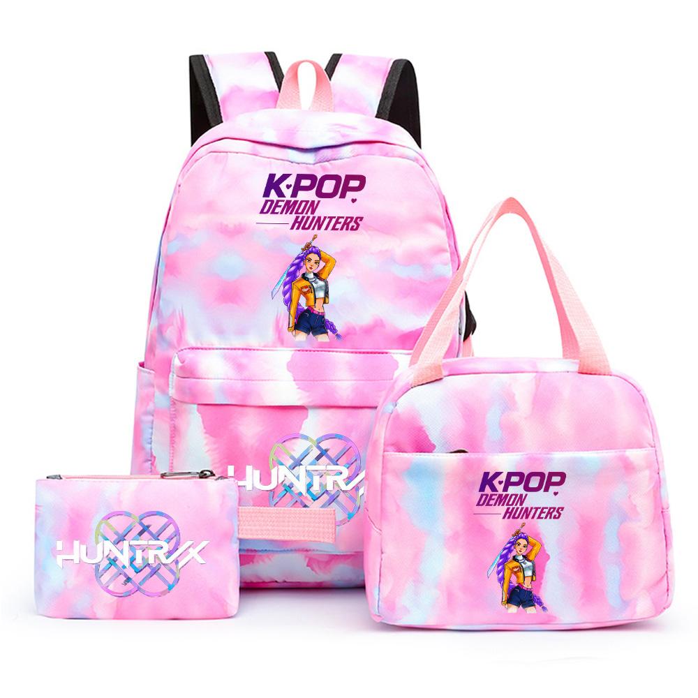 

3 шт./компл. Милый мультяшный рюкзак с принтом K-pop, с сумкой для ланча и пеналом для подростка, мальчика, девочки, школьный рюкзак большой вместимости, дорожная сумка, детский подарок, Mochila