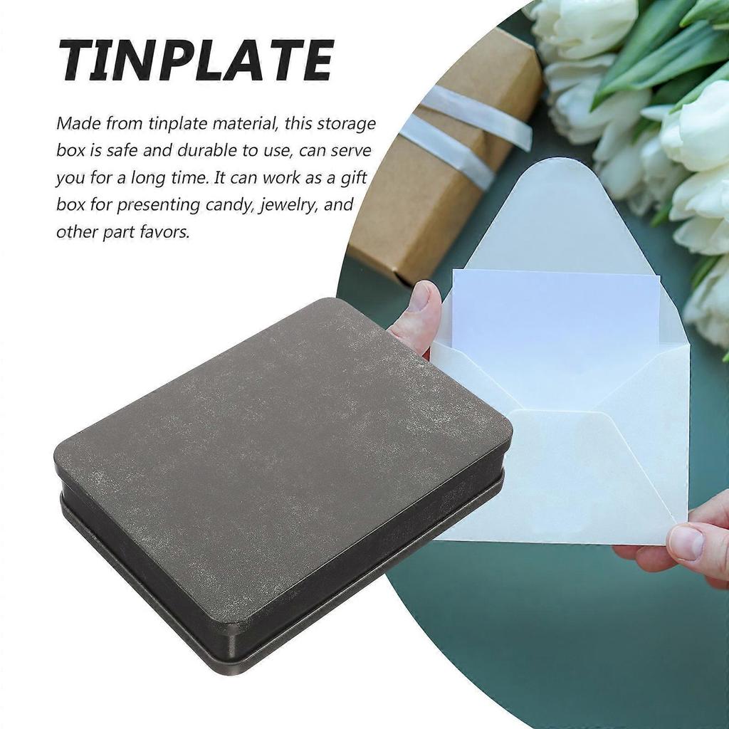 Multi-Use Tinplate Candy Box Envelope Holder for Storage 2Pcs Small Gift Boxes
