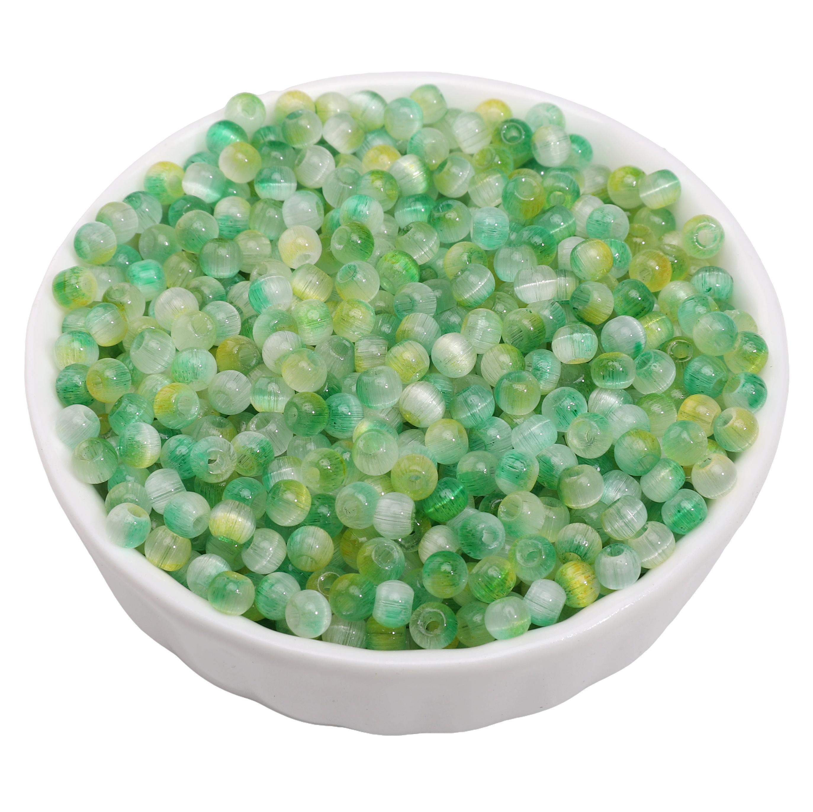 

150 шт. Отечественные высококачественные стеклянные бусины-бисер, разделительные бусины для изготовления ювелирных изделий, аксессуары 4mm 150pcs жёлтый/зелёный