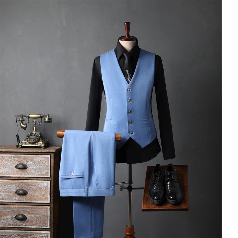 Men's Double-Breasted Three-Piece Suit for Weddings and Formal Events