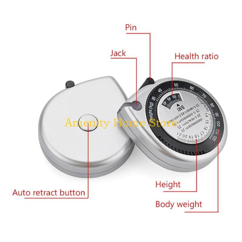 F26C BMI Measuring Tape Practical Body Mass Measuring Tape 150cm/60inch BMI Calculator for w/ Push-Button Retract Design for