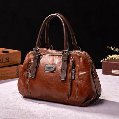 New European and American Vintage Women's Top-handle Bag High Quality PU Leather Ladies Messenger Bags Large Capacity Multi-layer Women's Pillow Bag