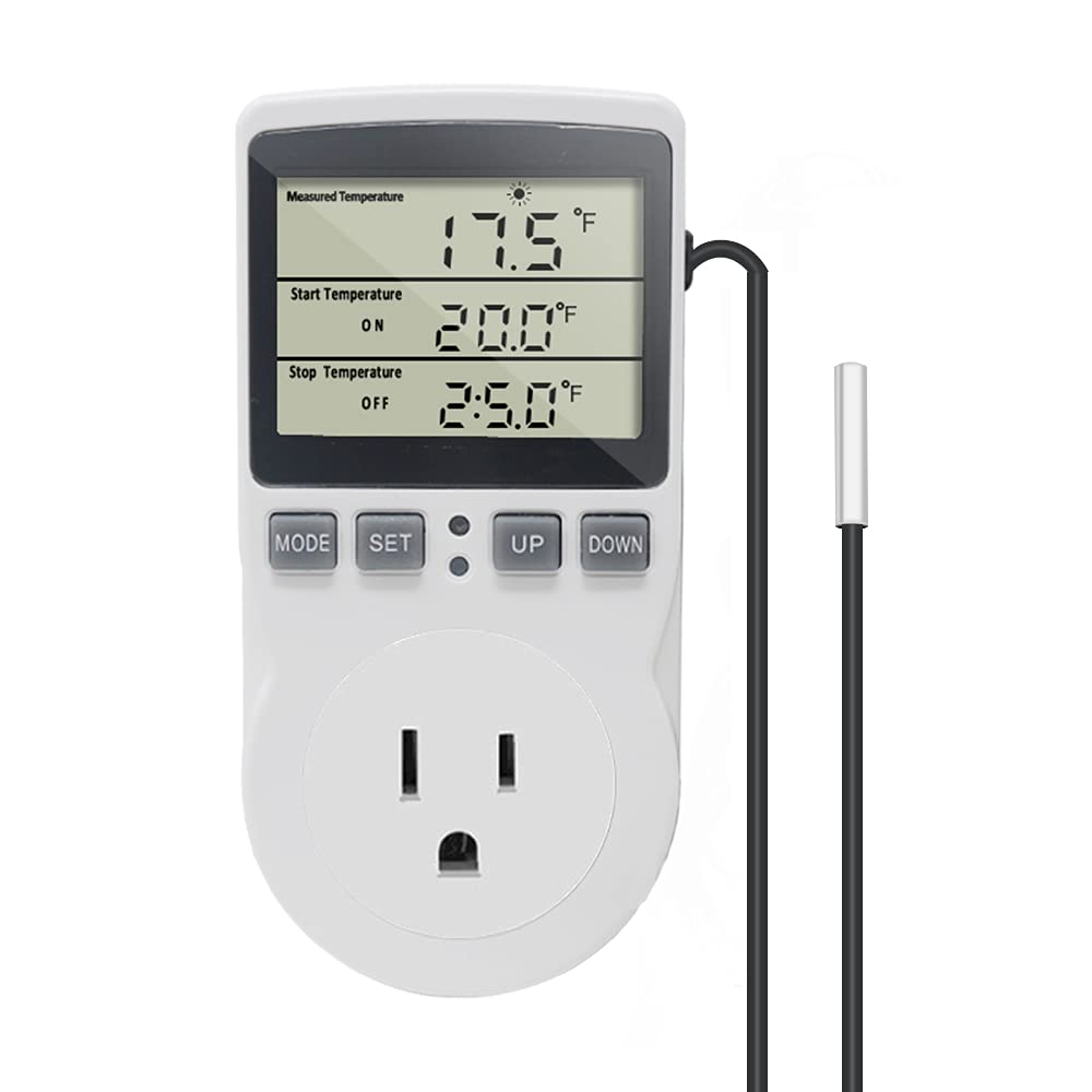 

KT3100 Digital Programmable Thermostat, Thermostat Switch Socket Outlet, for Brewing, Fermentation, Aquarium, Reptile Greenhouse, Nursery, Germination
