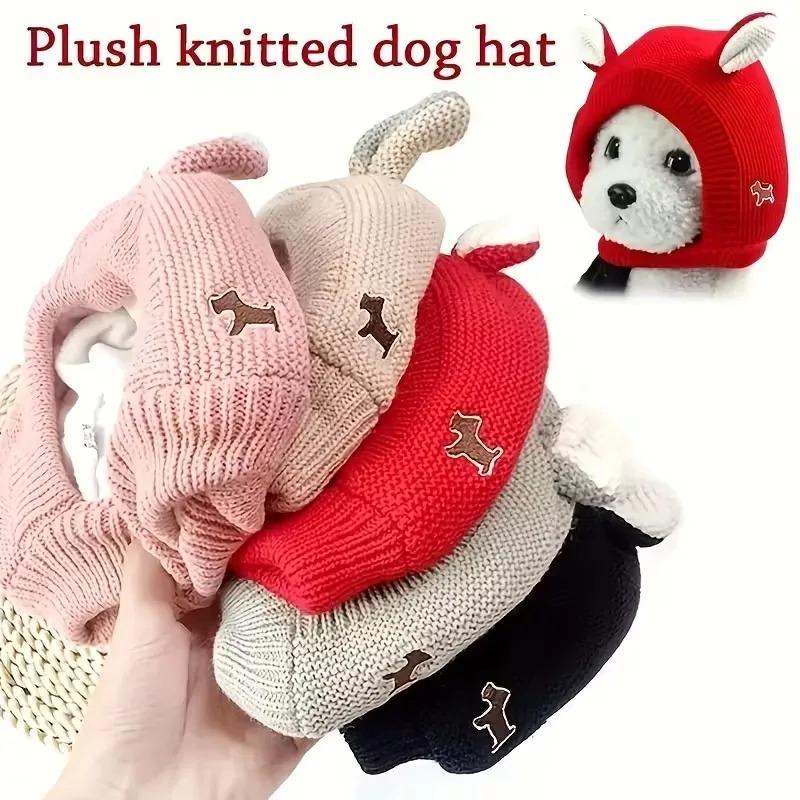 1-10PCS Autumn Winter Pet Ear Protector Knitted Dog Hat Warm Elastic Ear Cover Windproof Comfortable Cold Weather Accessory