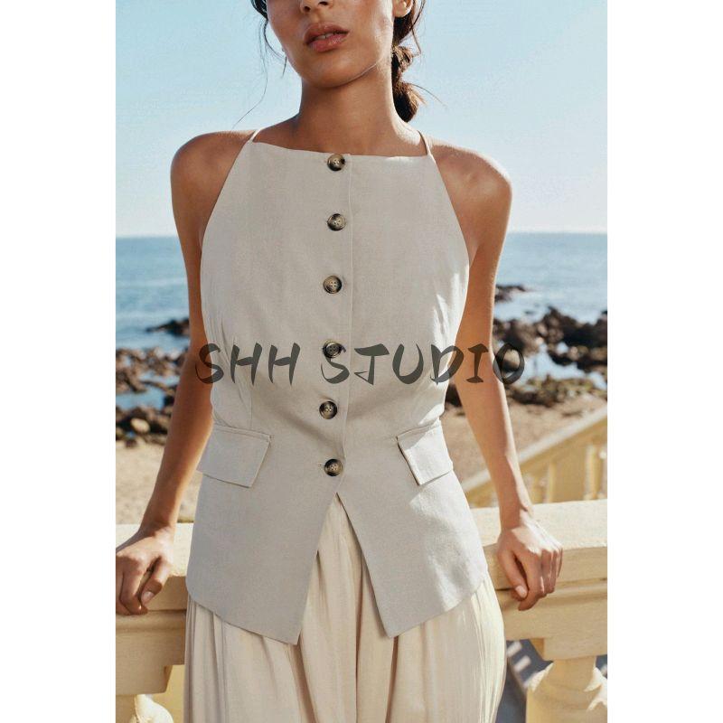 Summer New Product Women's Clothes Inner Elastic Waist Small Pleated Skirt Hem Midi Skirt Vest Dress 5029115