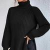 Women's Fashion Casual Fall Winter Solid Color Print Long Sleeve High Neck Sweaters