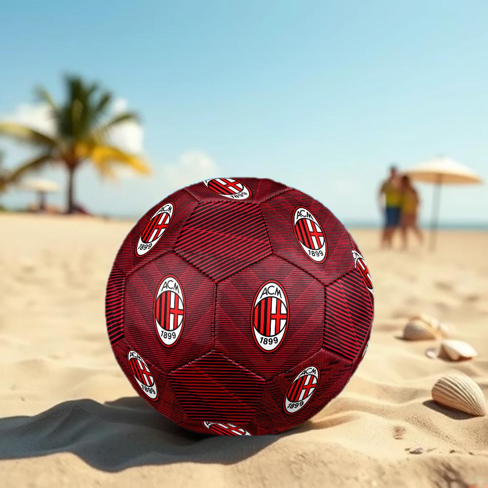 Pallone da Calcio Logo AC Milan, colorato, adatto a tutte le età, cucito a macchina, materiale PVC, qualità da competizione, durevole e ad alto rimbalzo