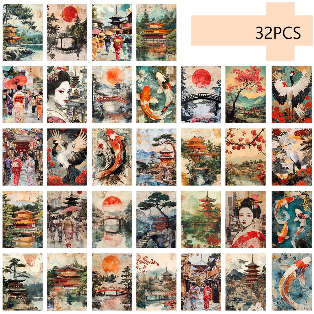 

32 шт., набор открыток в японском стиле, гейша, подарки на день рождения/юбилей, коллекционные, подходят для дарения, можно отправлять по почте.